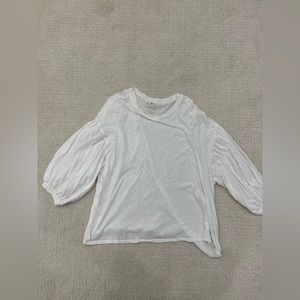 Velvet by Graham & Spencer Vintage Slub White Sheer Crewneck Shirt Top